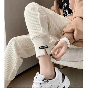 Women's Corduroy Jogger Sweatpants Thickened Fleece <b>Lined</b> Casual <b>Pants</b> Apricot Black Micro Elastic Breathable CX 915 - Product Image 1