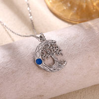 Collier Fanhua Jewelry, best-seller TikTok, en acier inoxydable anti-ternissement, étanche, plaqué or, motif croissant de lune et arbre de vie