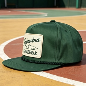Gorra snapback personalizada con logo en el parche frontal, cuerda trenzada en el borde, ajustable, para camping, casual, béisbol, para hombre. - Product Image 5
