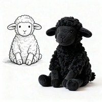 Vente en gros, poupée de mouton noir en peluche de jardin en coton super doux, couleur personnalisée, écologique pour l'extérieur