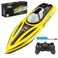 Bateau électrique télécommandé 2,4 GHz anti-interférence avec alerte de batterie faible, double moteur et autonomie ultra-longue