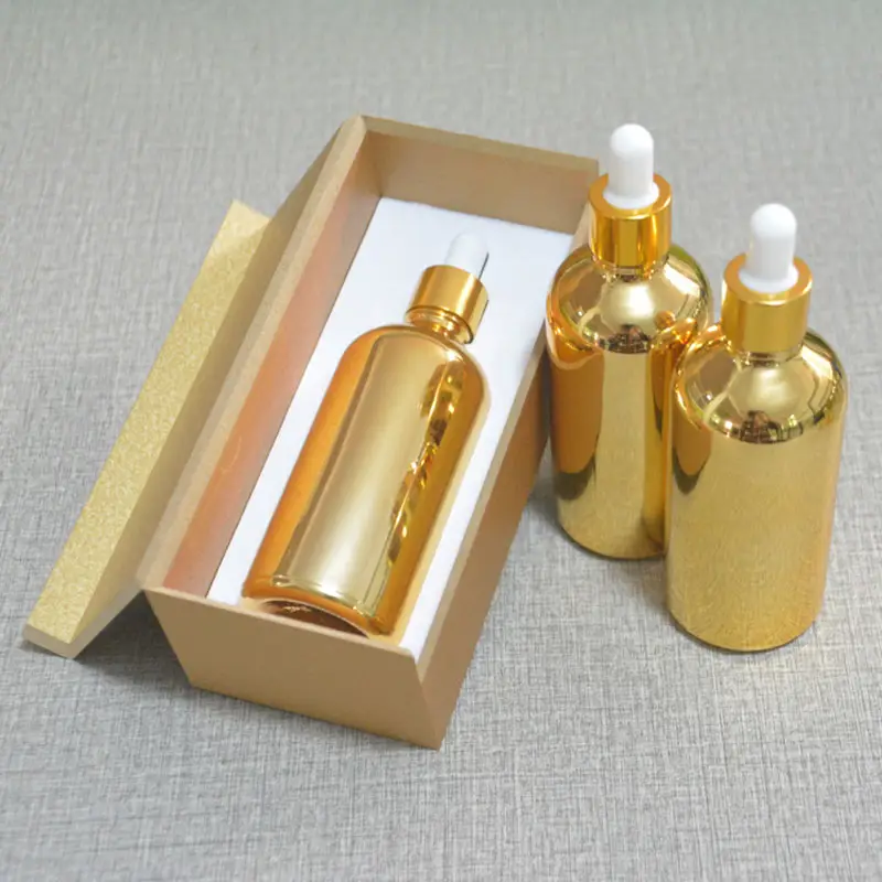 100Ml Plating Golden Empty Dropper Bottle Glass Essential Oil Bottle Perfume Subpackage Bottles