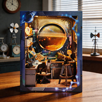 Kit de construction de maison miniature 3D en bois DIY Enchanted Institute of Astronomy avec éclairage LED pour serre-livres