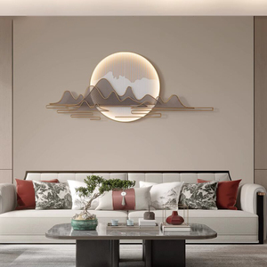 Peinture murale en métal 3D avec éclairage LED, décoration de luxe pour salon, peinture acrylique haute définition avec impression UV, décoration en cristal - Product Image 1