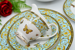 ชุดน้ำชาเซรามิกสไตล์คลาสสิกสุดหรู ชุดกาแฟพอร์ซเลนสีทอง พร้อมกาน้ำชา หม้อใส่น้ำตาล หม้อใส่นม - Product Image 4