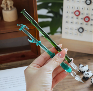 Stylo à plume en verre PAIDA, motif panda mignon, avec encre, en cristal de bambou vert, pour calligraphie - Product Image 3