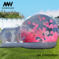 Maison Gonflable Bulle en PVC avec Plateforme de Saut, Tente Dôme Transparente Gonflable pour Enfants, Matelas Gonflable