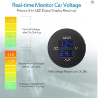 Voltmètre numérique LED DC12V - 24V, ampèremètre, détecteur de tension et de courant pour voiture, testeur, moniteur, panneau pour camping-car, VTT
