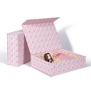 Custom Logo Luxury Cardboard Magnetic Folding Gift Box With Ribbon Closure