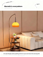 Lampadaire de style mi-siècle à hauteur réglable, lumière variable trois couleurs, télécommande, en fer et verre en forme de Yuzu pour chambre à coucher