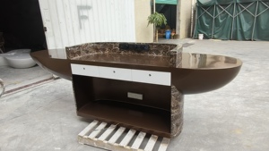 Q036 Boeat Shape Fiberglass Artistic Reception Counter Marble Like Front Desk for Retail Store Dental Coffee Shop Gym - Product Image 6