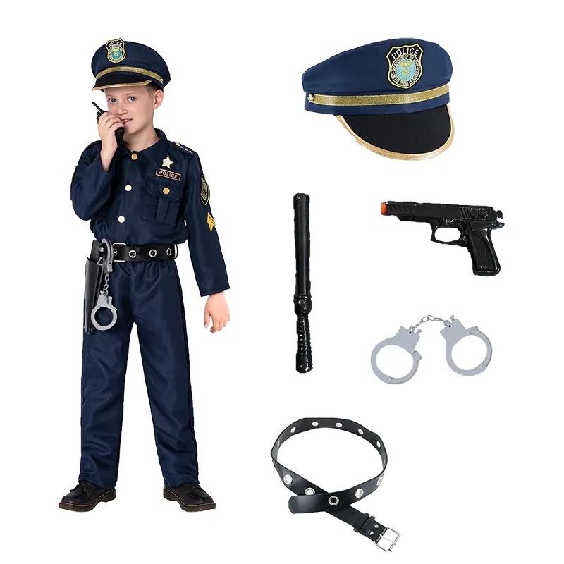 Хит продаж, костюмы на Хэллоуин для детей, роскошный костюм полицейского и набор для ролевых игр для детей, косплей на Хэллоуин