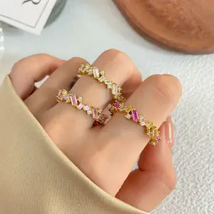 Oval Pear zamrud Radiant Baguette wanita pesta pernikahan pertunangan hadiah cincin perhiasan untuk wanita crop top