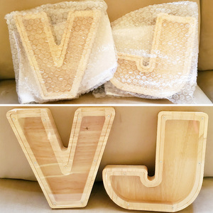 Salvadanaio in legno salvadanaio in legno lettere inglesi in legno salvadanaio con coperchio in acrilico trasparente - Product Image 4