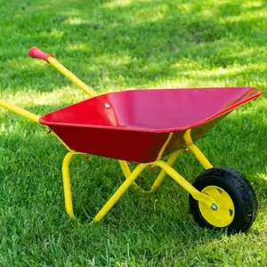 Carretilla de metal para niños, rojo, verde, naranja, herramientas de jardinería para niños, juguetes, carretilla para niños