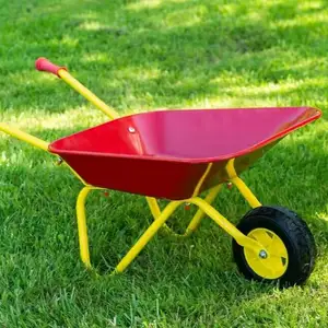 Brouette en métal pour enfants rouge vert orange Outils de jardinage pour enfants Jouets Brouette pour enfants