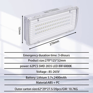 Lumière d'urgence LED pour sortie de secours, autonomie 3 heures, avec batterie de secours, éclairage de panneau d'urgence - Product Image 2