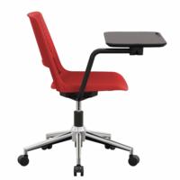 Siège ergonomique en plastique pour salle de formation avec roulettes et tablette intégrée, idéal pour réunions, séminaires, bureaux et conférences