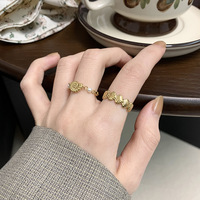 Bague ouverte réglable en acier inoxydable plaqué or 18 carats de haute qualité Joolim, imitation perle de coquillage marin, pour femmes, vente en gros de bijoux