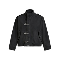 Veste de travail pour homme à col montant en sergé de coton délavé style vintage, avec fermoir de pompier, fabricant OEM ODM à faible MOQ