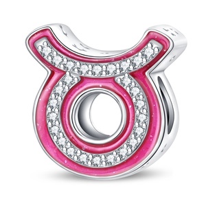 Pendentifs Breloques Zircon Thème <span class=keywords><strong>Rose</strong></span> Mignon Douze Signes du Zodiaque Forme <span class=keywords><strong>Cœur</strong></span> Plaqué Argent pour Unisexe Usage Quotidien Accessoires de Bijoux DIY - Product Image 6