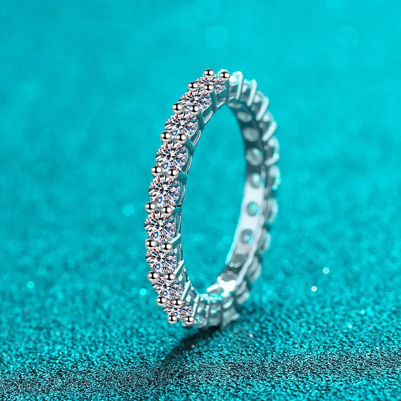 Silver 925 Original Total 2 Carat Excellent Cut Diamond Test Past Sparkling D Color Moissanite Ring Brilliant Gemstone Jewelry