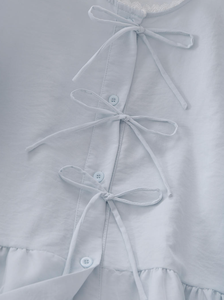 Camicetta da donna <span class=keywords><strong>blu</strong></span> con <span class=keywords><strong>pizzo</strong></span> e laccetti sul davanti - Product Image 4