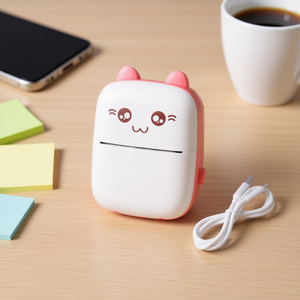 Imprimante thermique miniature rose avec connectivité sans fil, format de papier de 30 mm, résolution 200 DPI, batterie rechargeable, marque Myrva, Po - Product Image 2