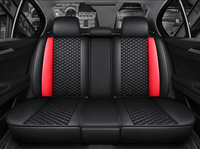 5pcs Housses de Siège De Voiture Ensemble Complet avec Imperméable En Cuir, Airbag Compatible Automobile Véhicule Coussin Couverture Universelle fit pour La Plupart Des