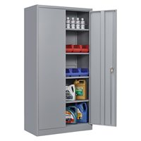 Armoire de rangement en métal avec 2 portes et 4 étagères, armoire de rangement en acier verrouillable pour bureau, garage, entrepôt