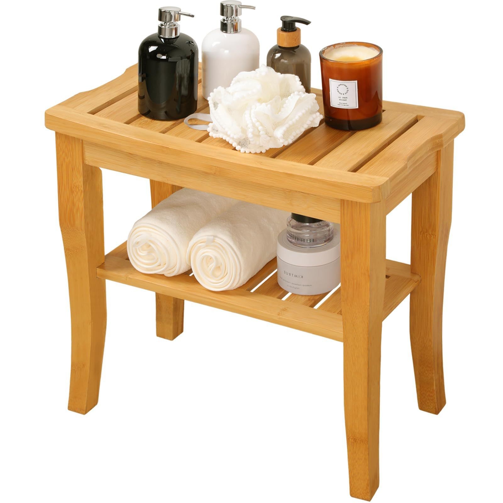 Tabouret de salle de bain en bambou Nan