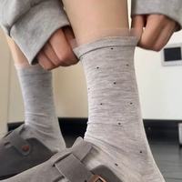 Chaussettes en dentelle tricotées d'été ultra-fines et légères, motif à pois, respirantes, mi-mollet, polyvalentes pour femme