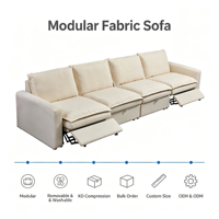 Ensemble de canapés modulaires en tissu crème de luxe moderne personnalisable, canapé inclinable électrique, ensemble de meubles de salon, canapé nuage