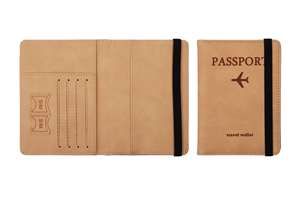 Cartera de Viaje de Cuero PU Personalizada Más Vendida al por Mayor con Bloqueo RFID, Tarjetero, Ranura para Boletos y Funda para Pasaporte sin Cierre - Product Image 4