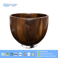 Bol en bois de noyer avec base en métal, bol à salade en bois profond en forme de U pour fruits et pâtes, décoration moderne pour la cuisine