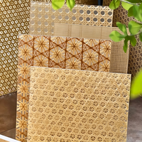 Panneau d'art en résine PETG tissé en bambou naturel, stratifié transparent, pour la décoration intérieure d'hôtels et de villas
