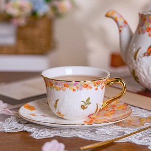 Vintage Ceramic <b>Tea</b> <b>Set</b> with Floral Embossed Design for Afternoon <b>Tea</b> - Product Image 3