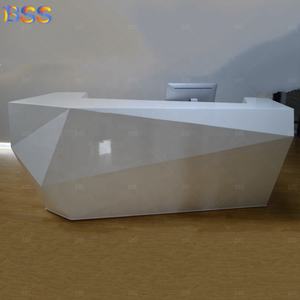 طاولة مكتب للاستقبال, طاولة مكتب للاستقبال بفكرة المنطقة الحداثة استخدام تجاري أبيض كوريان أثاث طاولة مكتب استقبال مخصصة - Product Image 2