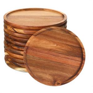 Plateaux décoratifs ronds modernes en bois jetables de haute qualité personnalisés pour mariage - Product Image 3