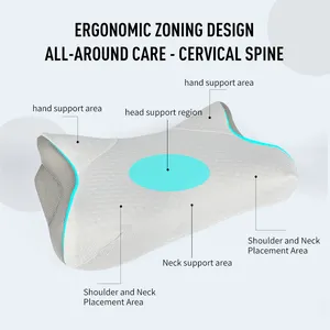 Saien OEM ODM Almohada ergonomik yatak yastık kelebek boyun ağrı kesici için ortopedik hafızalı köpük yastık servikal yastık