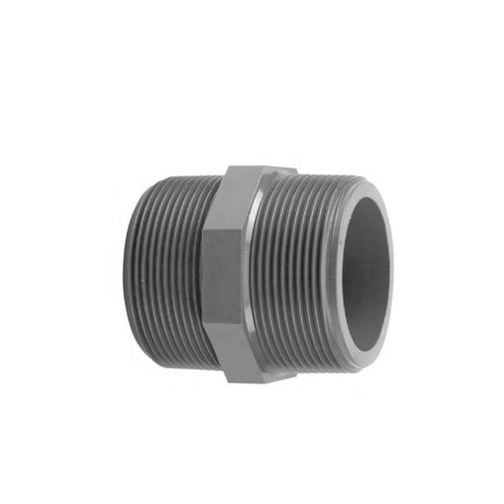 DIN8063 Gray Color PN10 Plastic PVC Male Adaptor With Two Threaded Ends