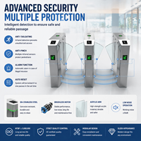 Torniquete de Alta Seguridad con Solapa Abatible, Barrera de Control de Acceso Peatonal Automática de Acero Inoxidable 304 para Edificios de Oficinas