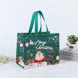 Vente chaude Festival Promotionnel Pliant Petit Stratifié <span class=keywords><strong>Pp</strong></span> Non Tissé Réutilisable Noël Fourre-Tout Shopping Cadeau Sac - Product Image 4