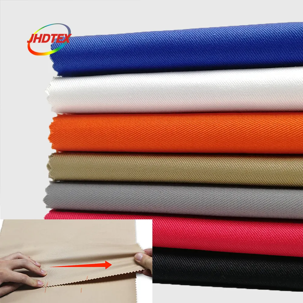 JHDTEX polyester cotton TC 65 35 plain twill ripstop water proof elastic spandex 4 four way stretch uniform workwear fabric