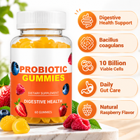 Gummies probiotiques Bioby OEM en marque blanche avec Bacillus Coagulans 10 milliards d'UFC, favorisent la santé digestive, saveur fruitée naturelle