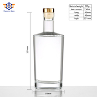 Bouteille de vin plate en verre de 750 ml, directement de l'usine, populaire pour la personnalisation dans l'emballage, l'eau et l'utilisation en diffuseur