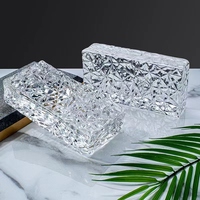 Brique de verre colorée, brique de cristal, cloison de séparation de salle de bains solide carrée transparente, brique à motifs de glace double face