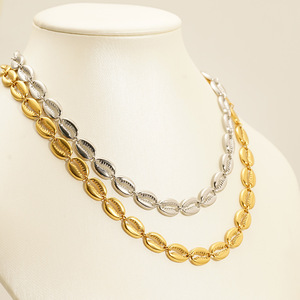 Zogxin Gold Shell Necklace And <b>Bracelet</b> <b>Set</b> Oval Geometric Design For Party Wear - Product Image 3