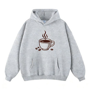 Sudadera con Capucha de Algodón Gris Claro con Estampado de Elementos Lunares, Diseño de Fase Lunar, Diseño de Cielo Nocturno Celestial, Diseño Bohemio Inspirado en el Café - Product Image 2