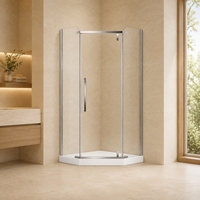 Cabine de douche en acier inoxydable Neo Angle 900x900mm avec porte pivotante simple et receveur en verre trempé de 8mm
